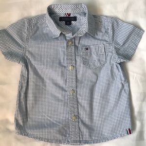 Tommy Hilfiger baby boy white Indian cotton shirt w blue print logo pocket